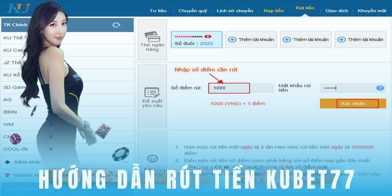 Rút tiền Kubet77 về tài khoản ngân hàng siêu tiện lợi